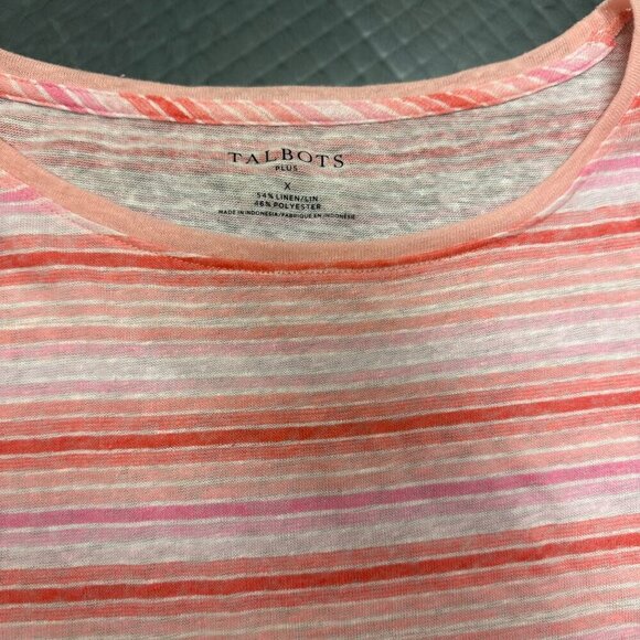 TALBOTS PLUS XL WOMENS PINK STRIPE LIGHTWEIGHT BLOUSE SHIRT - Picture 2 of 8